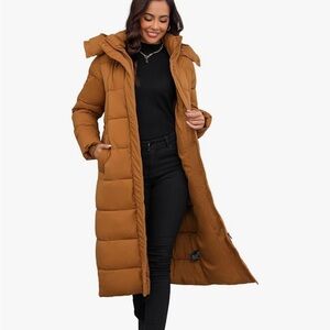 Women's Brown Long Puffer Coat